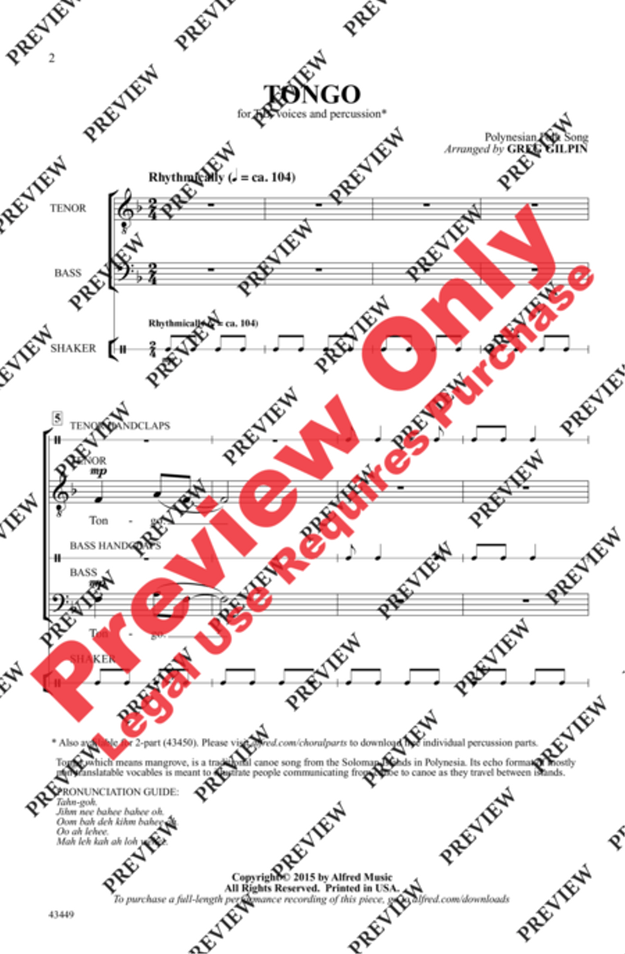 Tongo Tongo Men's Choir scores gallery preview page 13