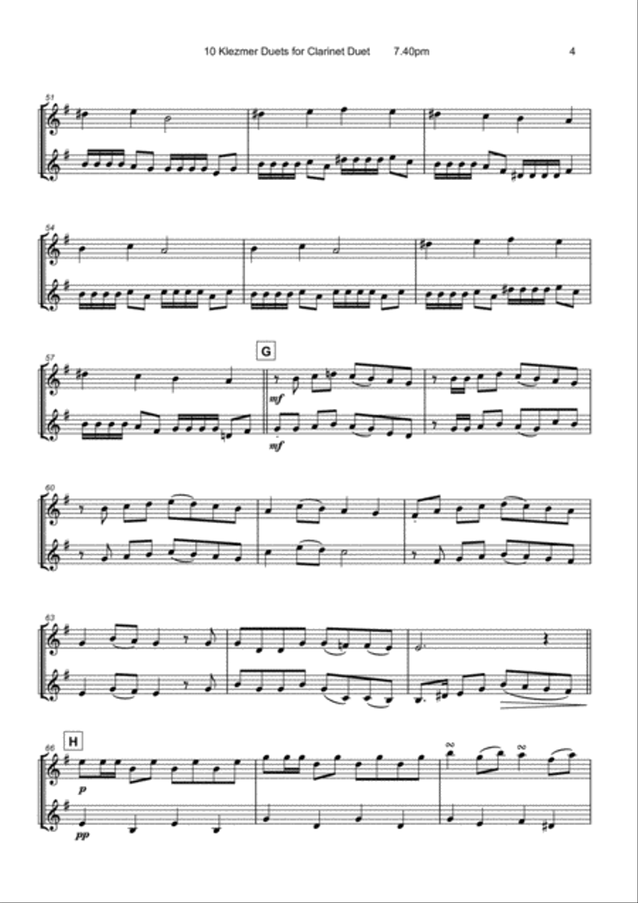 10 Klezmer Duets for Clarinet Clarinet Duet scores gallery preview page 6