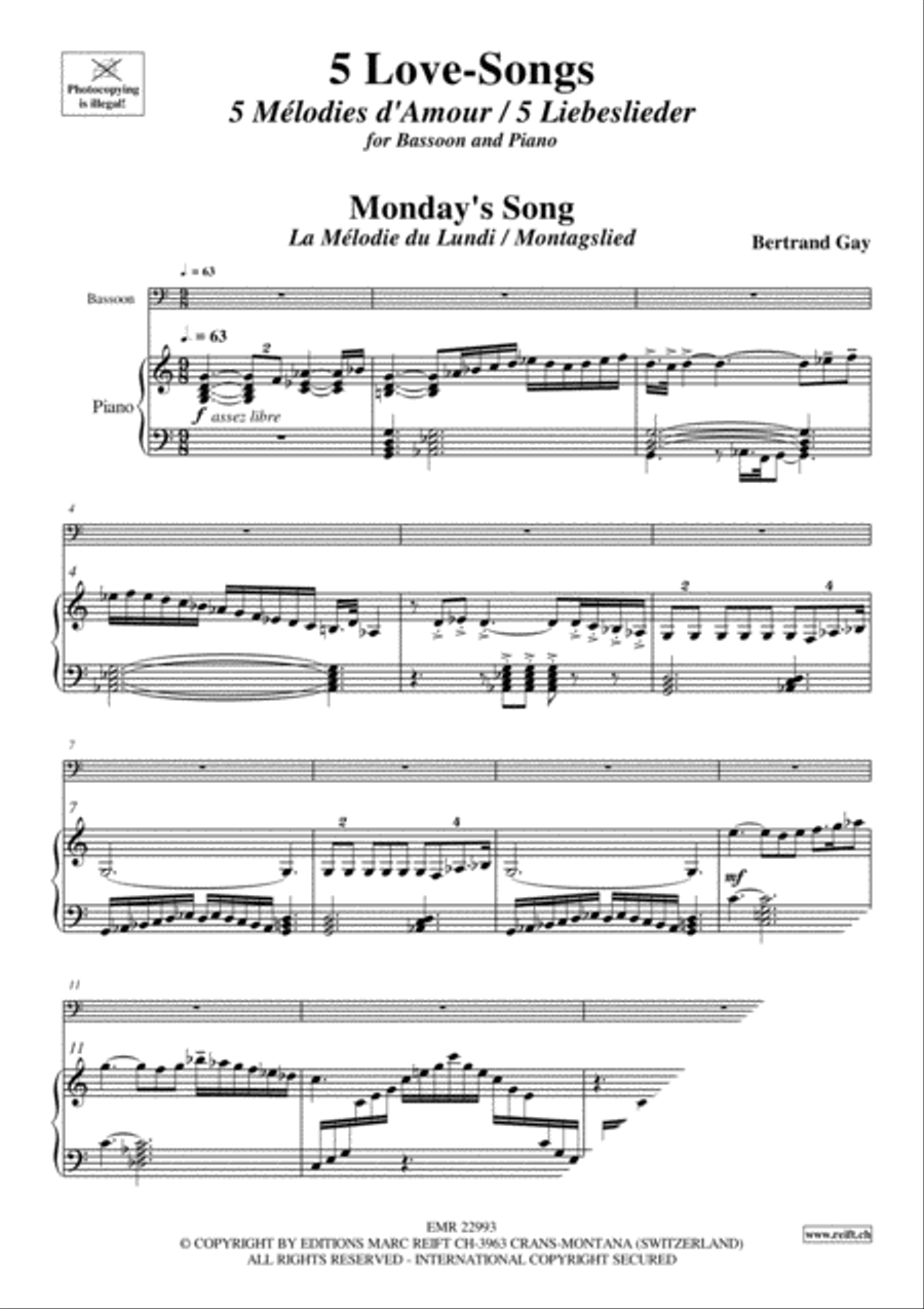 5 Love-Songs 5 Love-Songs Bassoon Solo scores gallery preview page 3