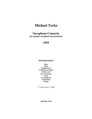 Book cover for Saxophone Concerto - score (orch. ver.)