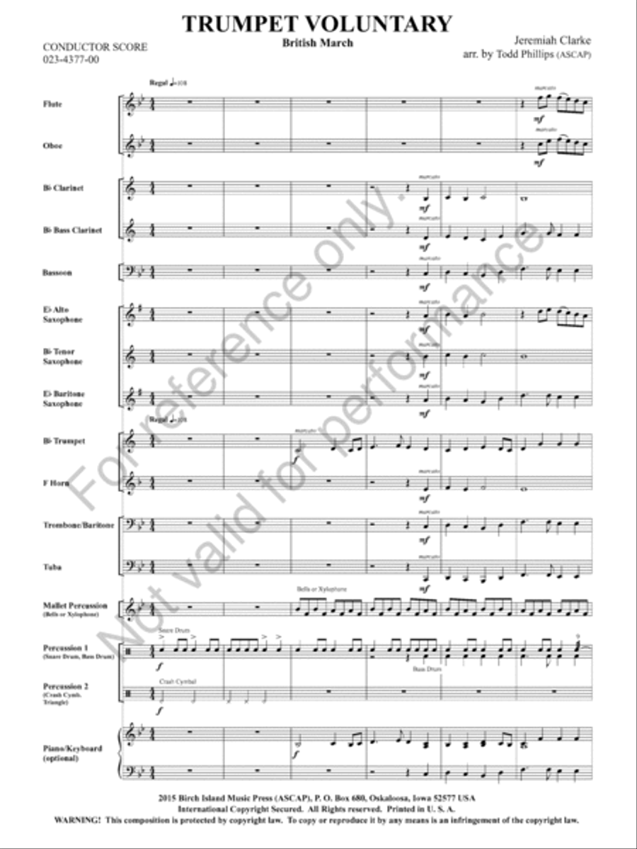 Trumpet Voluntary Concert Band scores gallery preview page 4