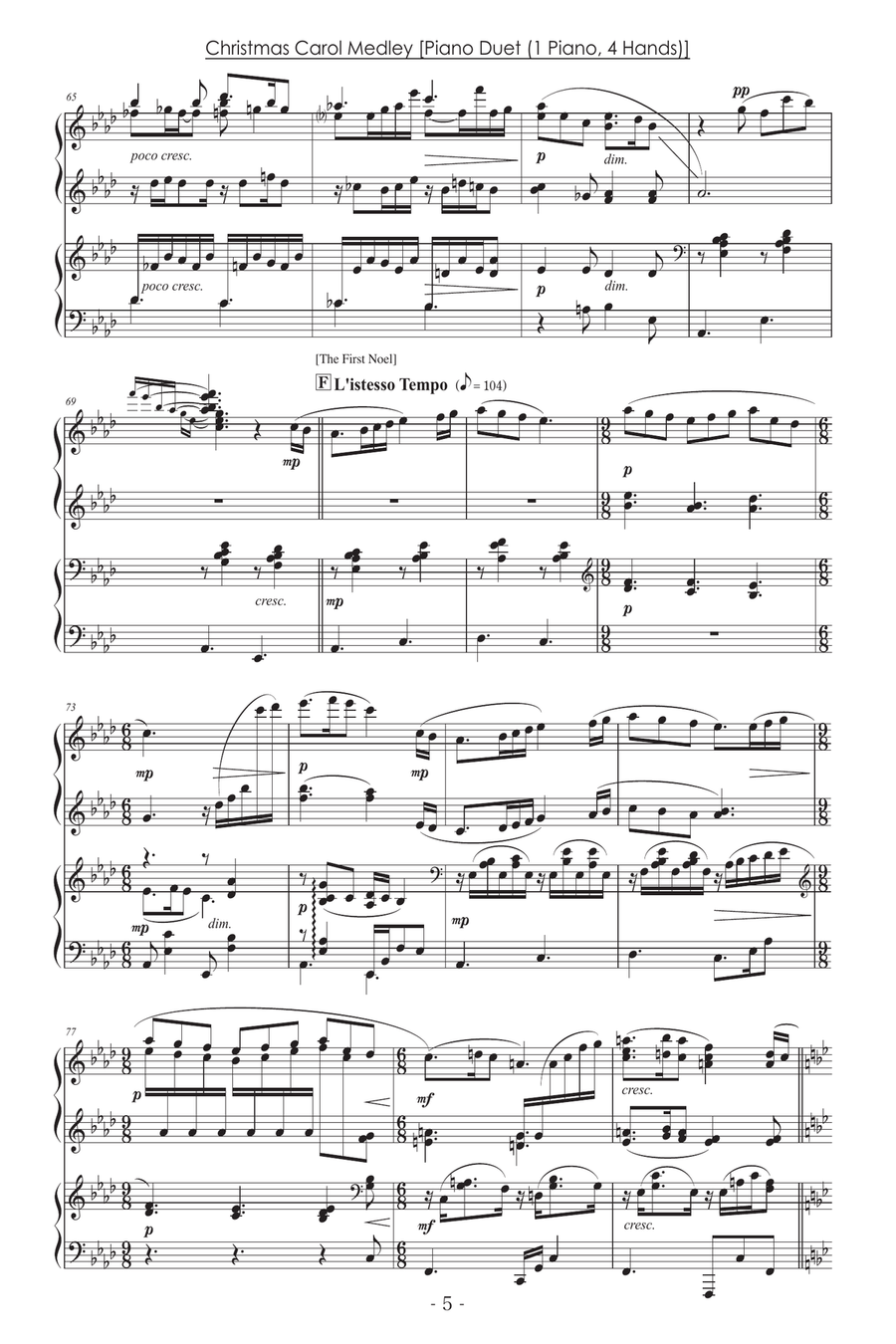 Christmas Carol Medley [Piano Duet (1 Piano) / advanced / Christmas Music Arr.] image number null
