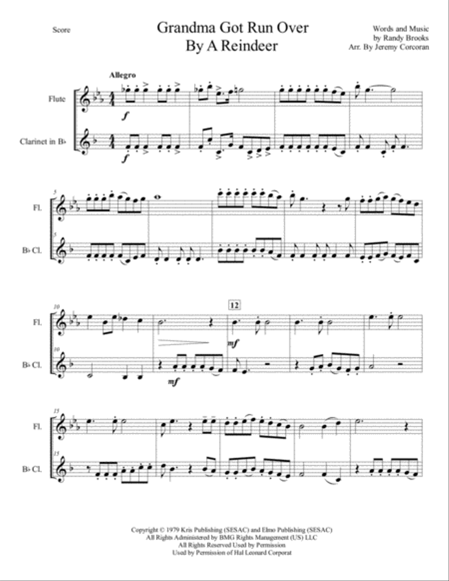 Grandma Got Run Over By A Reindeer Woodwind Duet scores gallery preview page 2