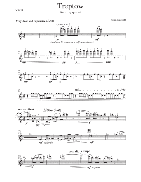 Treptow - for string quartet. Complete instrumental parts image number null