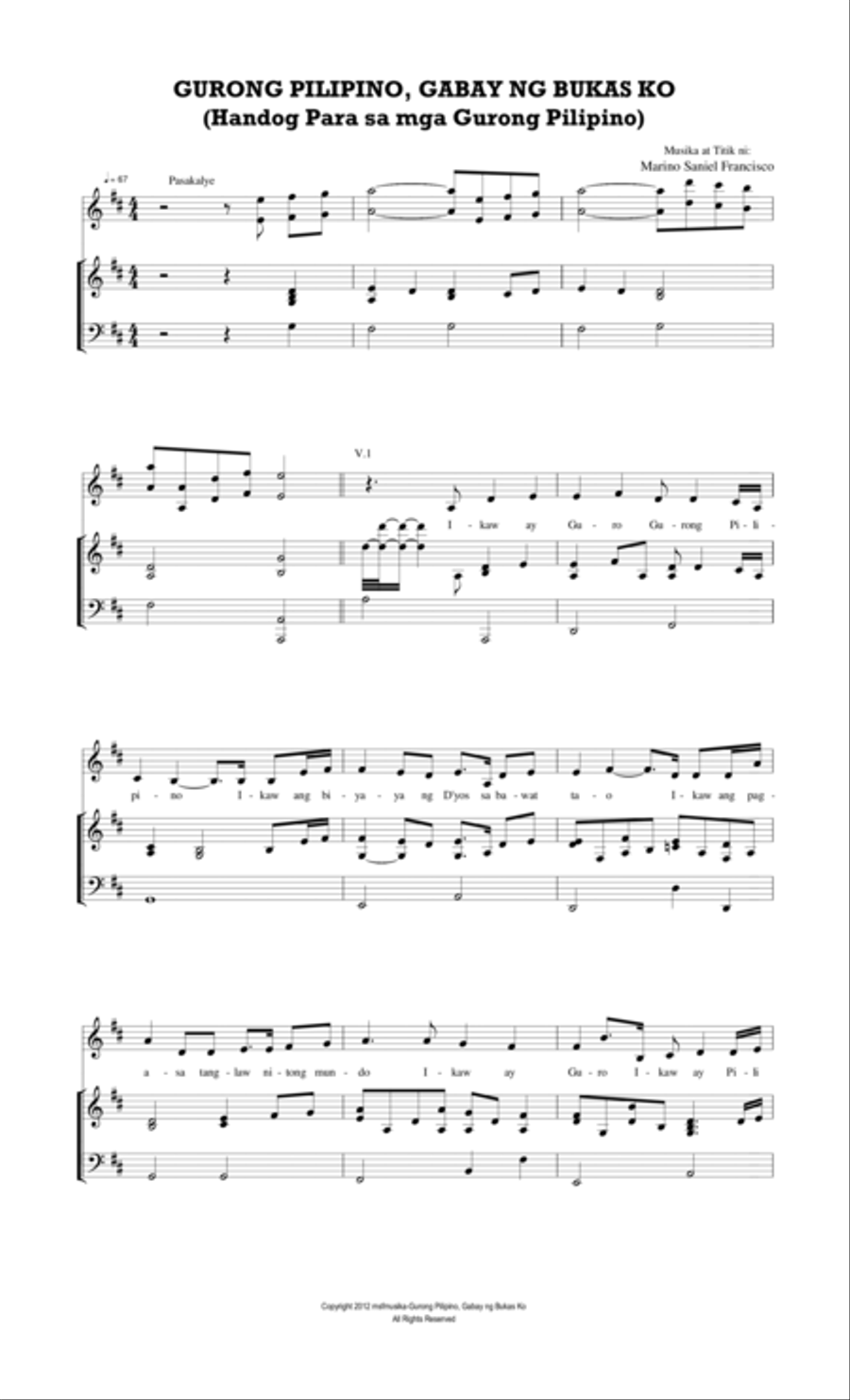 Gurong Pilipino Gabay ng Bukas Ko Voice Solo scores gallery preview page 1