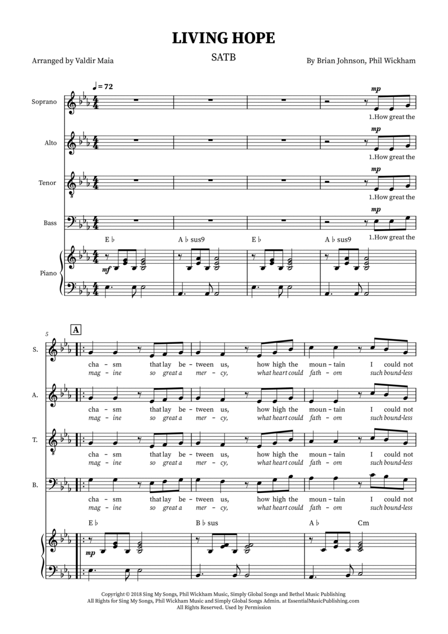 Living Hope 4-Part scores gallery preview page 1
