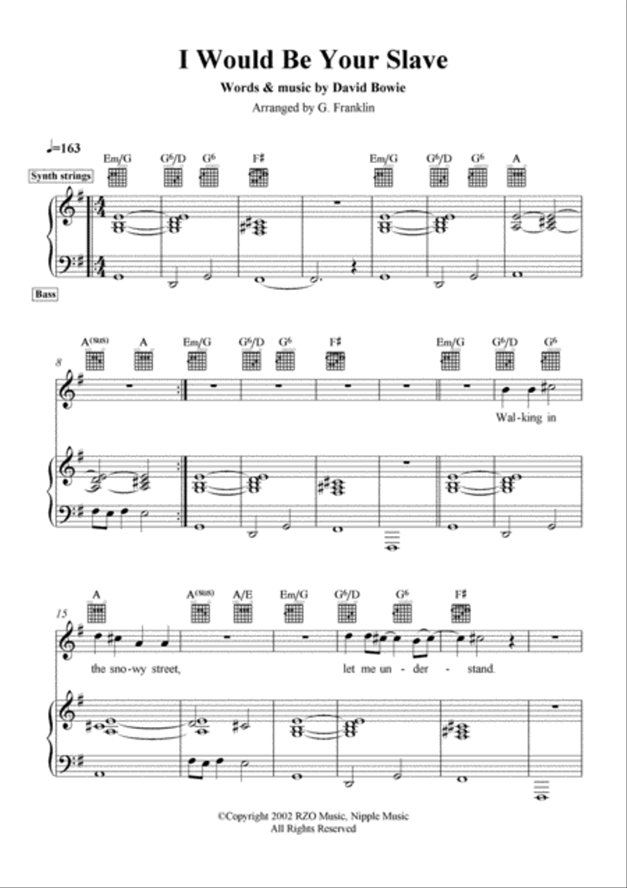 I Would Be Your Slave Piano, Vocal, Guitar scores gallery preview page 2