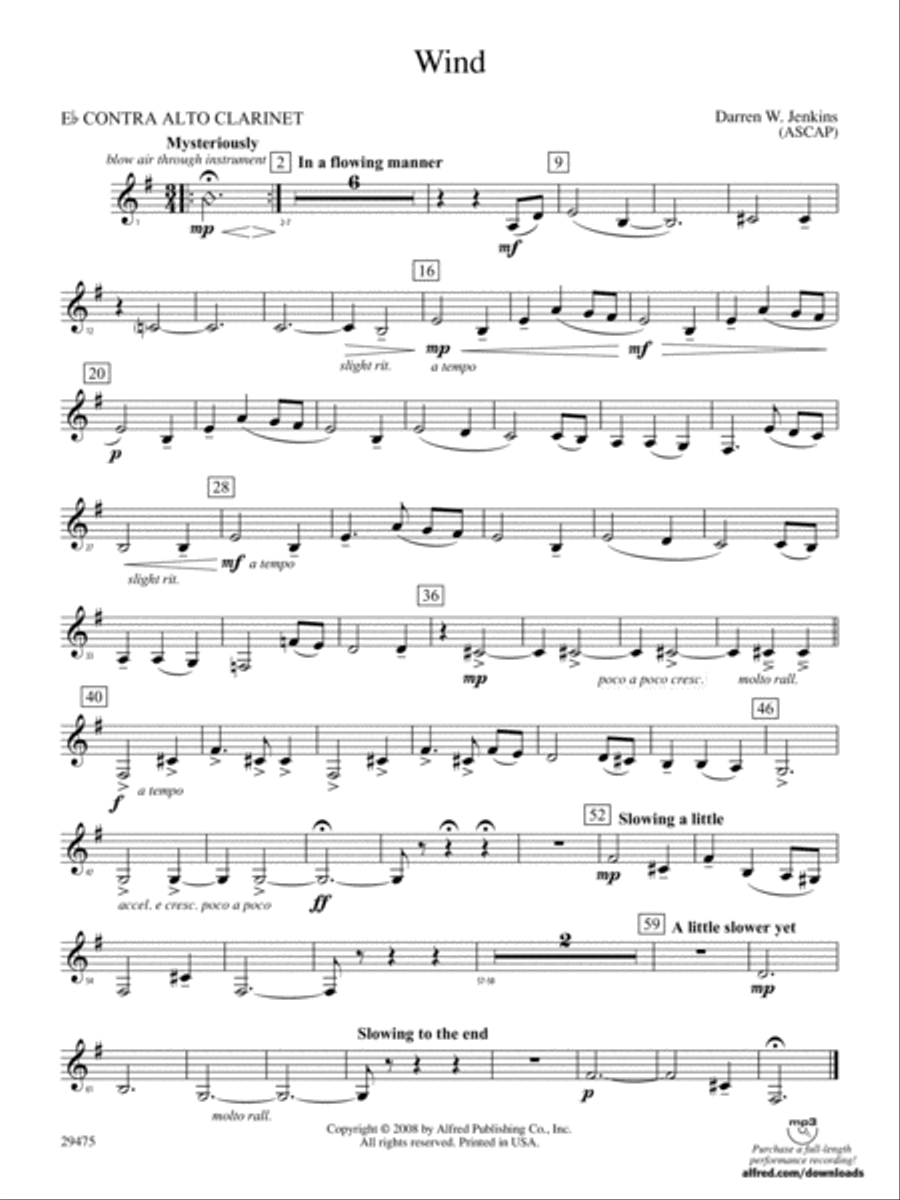 Wind: (World Part) E-flat Contrabass Clarinet Concert Band scores gallery preview page 1