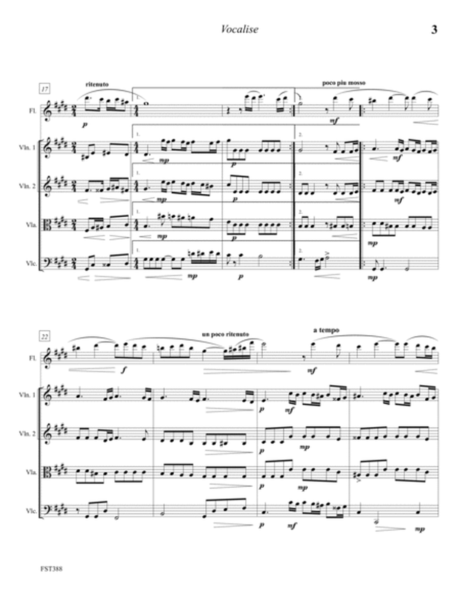 VOCALISE (Rachmaninoff vocal solo) arranged for FLUTE SOLO with STRING QUARTET image number null
