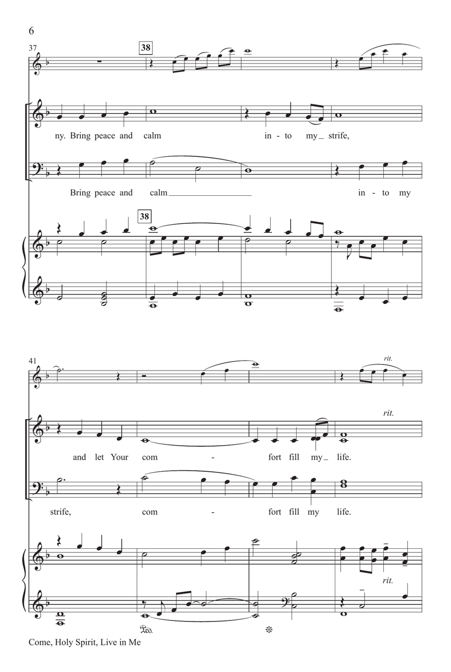 Come, Holy Spirit, Live in Me 4-Part scores gallery preview page 6