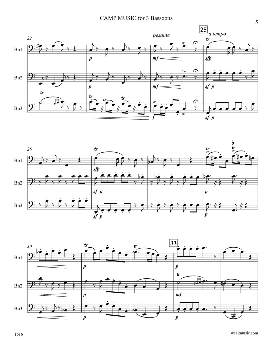 Camp Music for 3 bassoons (6’34) Woodwind Trio scores gallery preview page 5