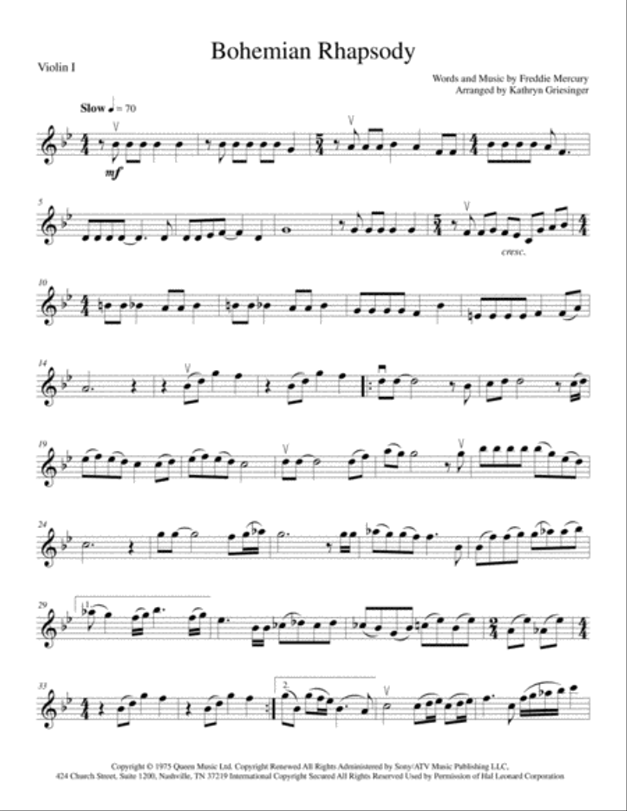 Bohemian Rhapsody String Quintet scores gallery preview page 1