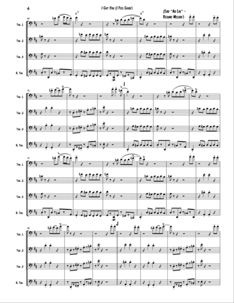 I Got You (i Feel Good) Brass Quartet scores gallery preview page 4