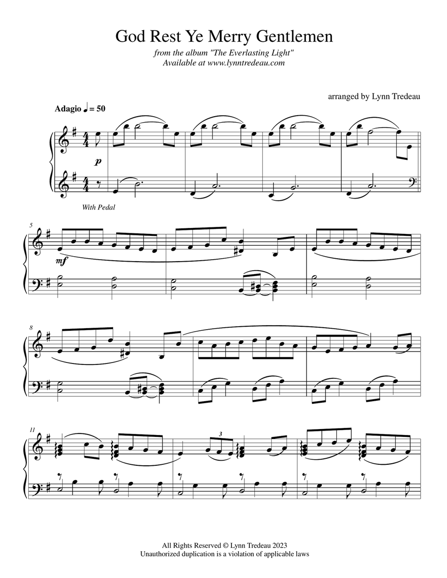 God Rest Ye Merry Gentlemen Piano Solo scores gallery preview page 1