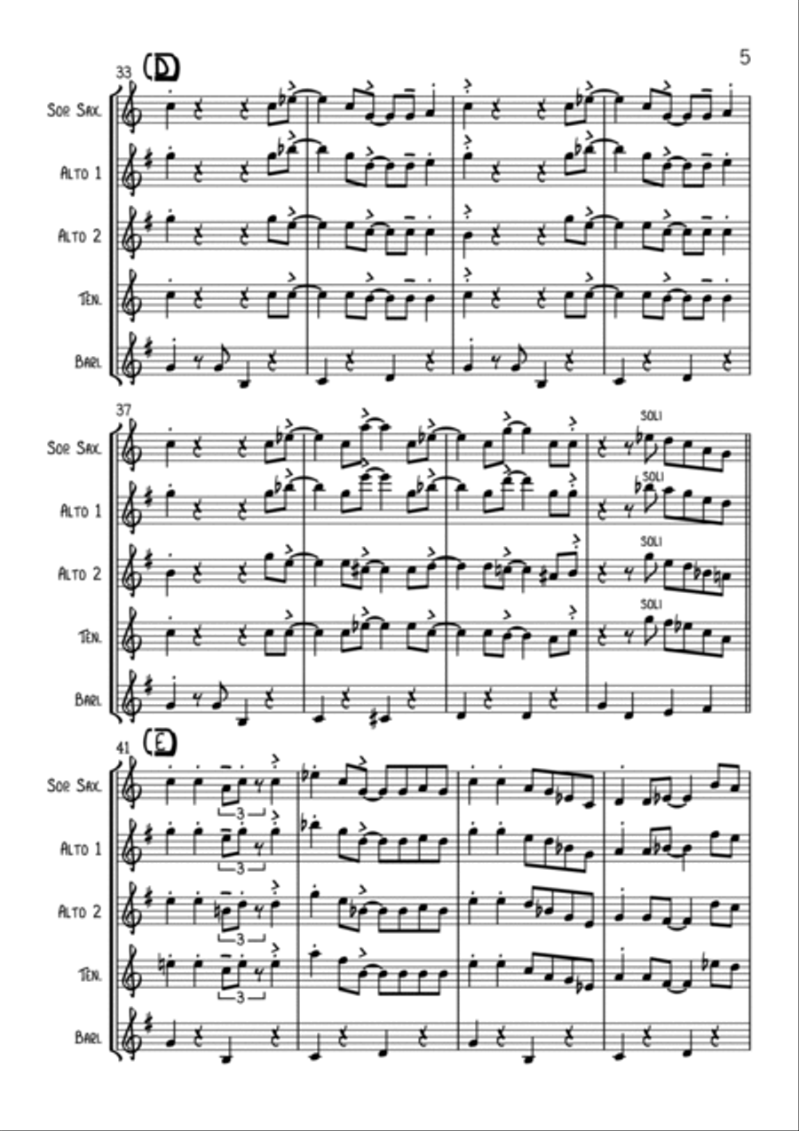 Tuxedo Junction Saxophone Quartet scores gallery preview page 5