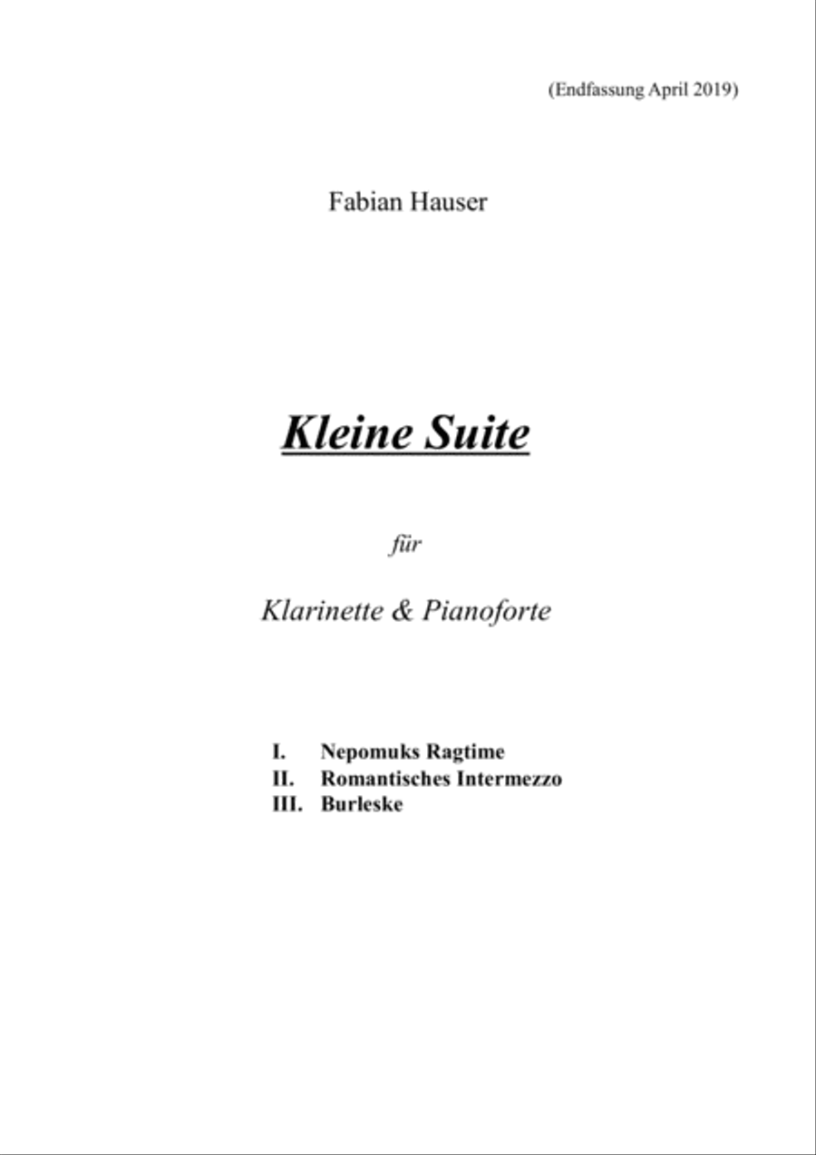 Kleine Suite für Klarinette und Klavier (Little Suite for Clarinet and Piano) Clarinet Solo scores gallery preview page 1