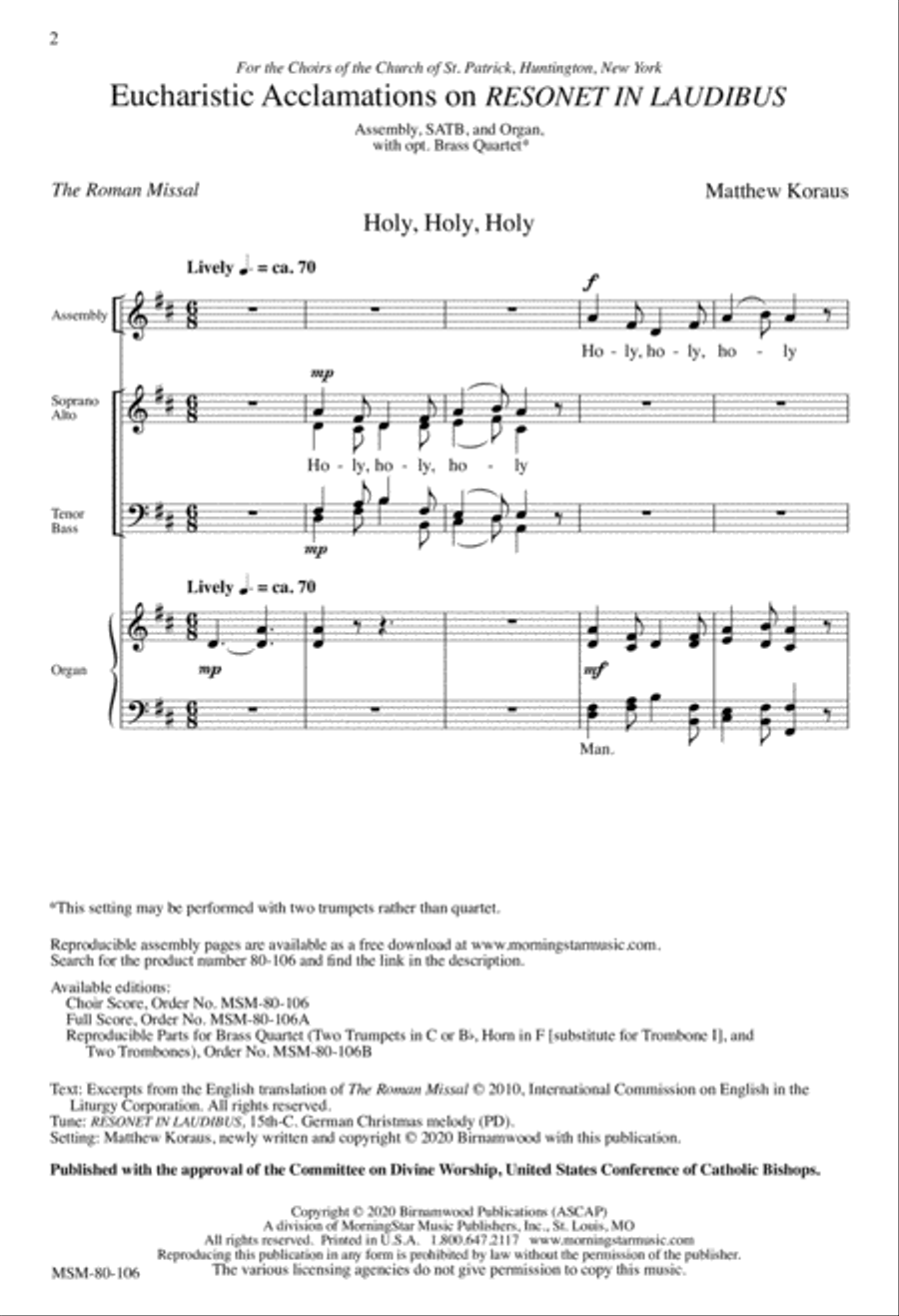 Eucharistic Acclamations on Resonet in Laudibus (Downloadable Choral Score)