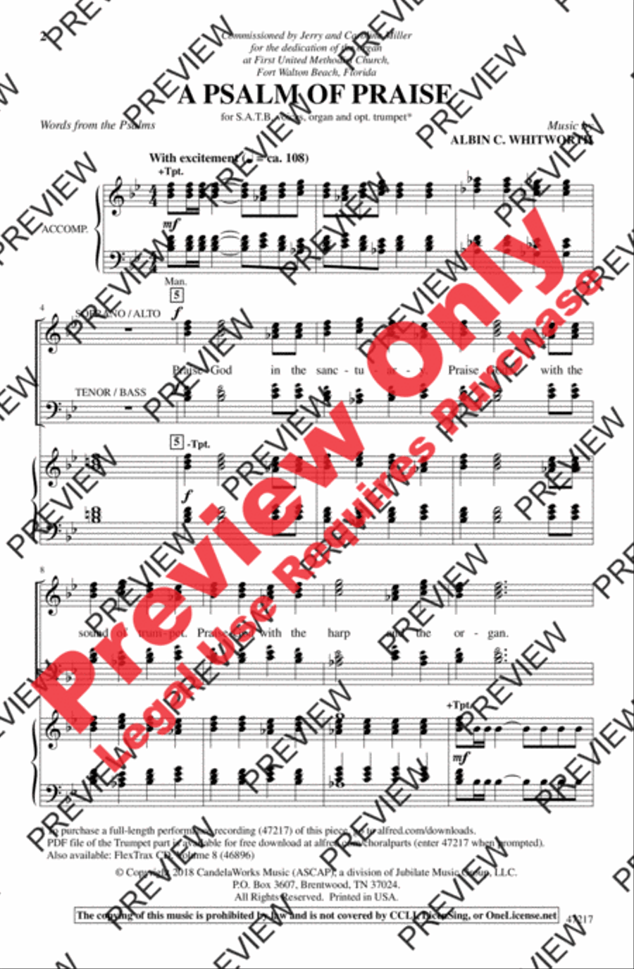 A Psalm of Praise 4-Part scores gallery preview page 2