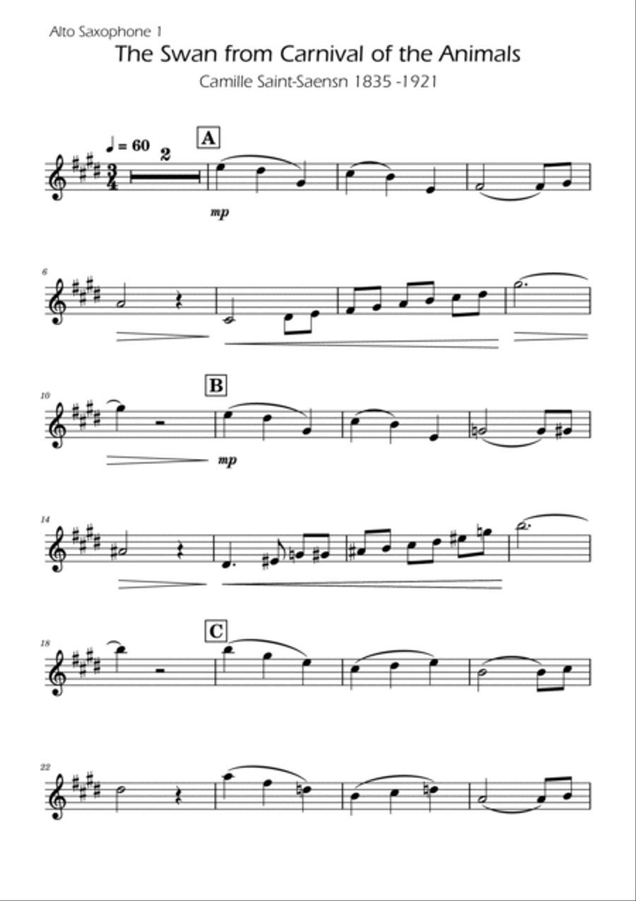 The Swan - Saint-Saens - Alto Sax Duet Woodwind Duet scores gallery preview page 5