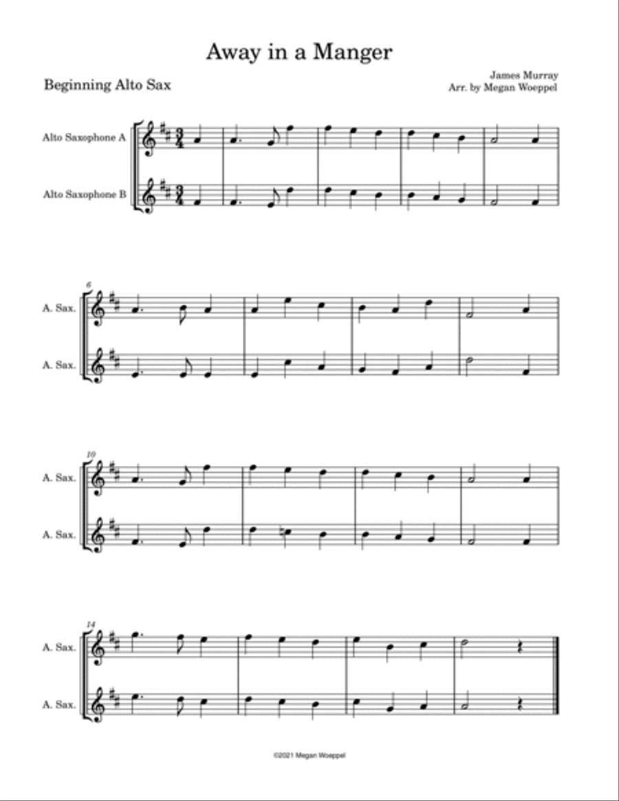 Easy Holiday Duets - Alto Saxophone Woodwind Duet scores gallery preview page 6