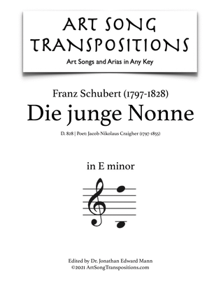 SCHUBERT: Die junge Nonne, D. 828 (transposed to E minor)