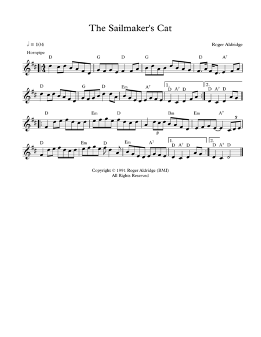 The Sailmaker's Cat Small Ensemble scores gallery preview page 1