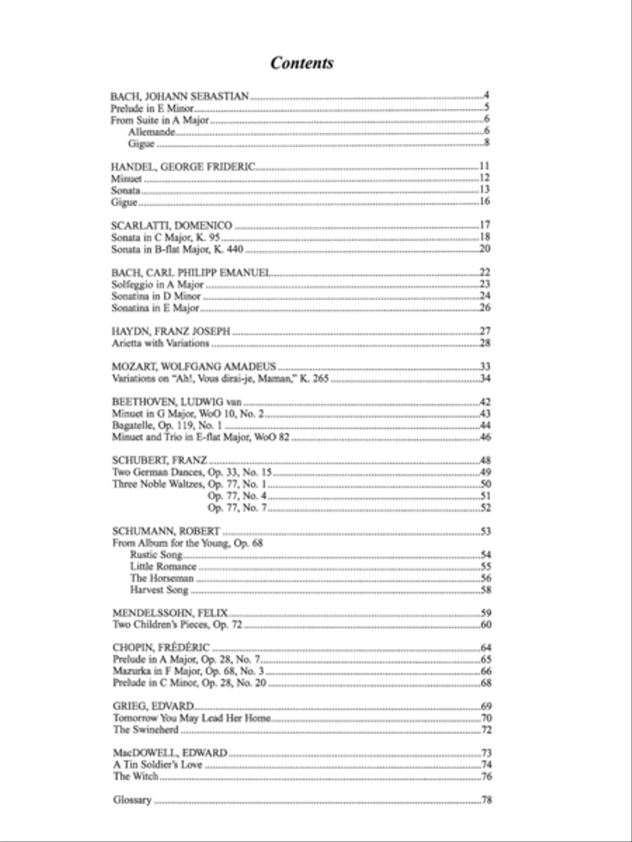 Piano Literature of the 17th, 18th, and 19th Centuries, Book 6