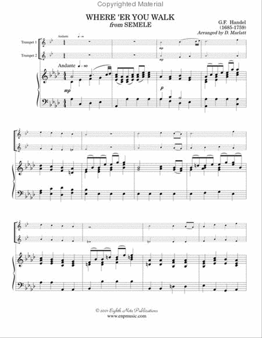 Where'er You Walk Where'er You Walk Trumpet Duet scores gallery preview page 2