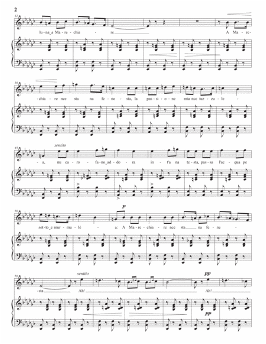 TOSTI: Marechiare (transposed to E-flat minor) Voice scores gallery preview page 3