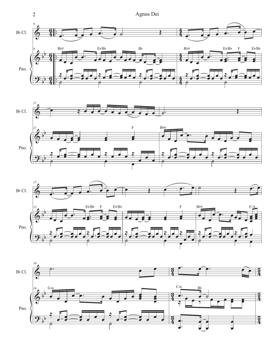 Agnus Dei B-Flat Clarinet scores gallery preview page 2