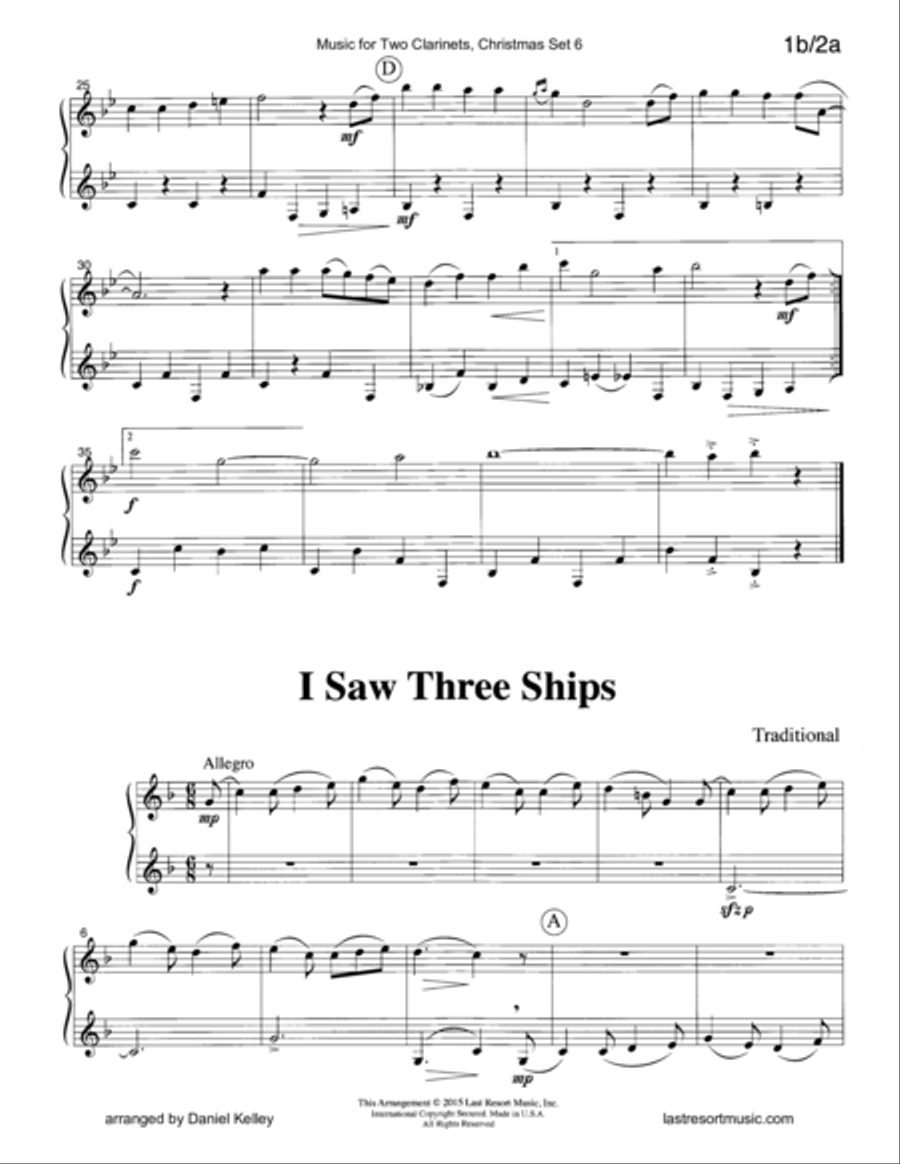 Christmas Duets for Clarinet - Set 6 - Music for Two Clarinets Clarinet Duet scores gallery preview page 3