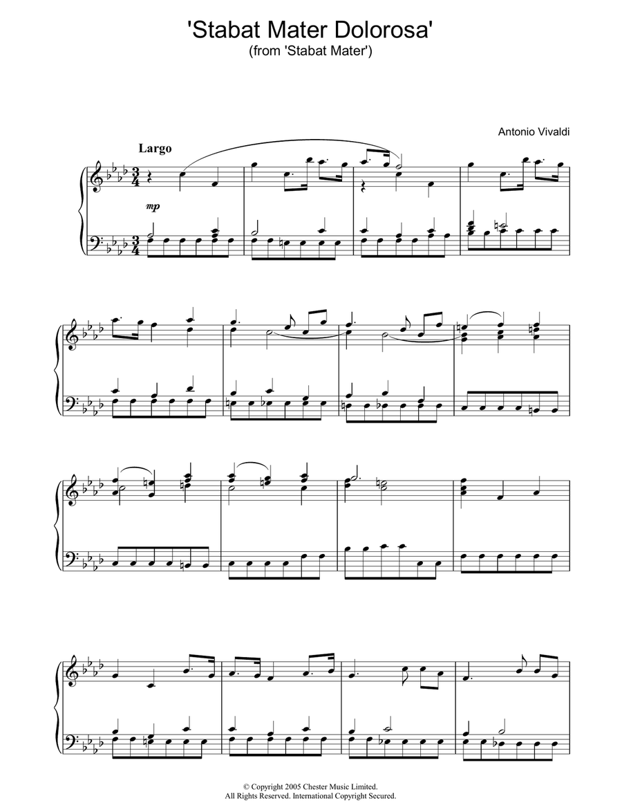 'Stabat Mater Dolorosa' (from 'Stabat Mater') Piano Solo scores gallery preview page 1
