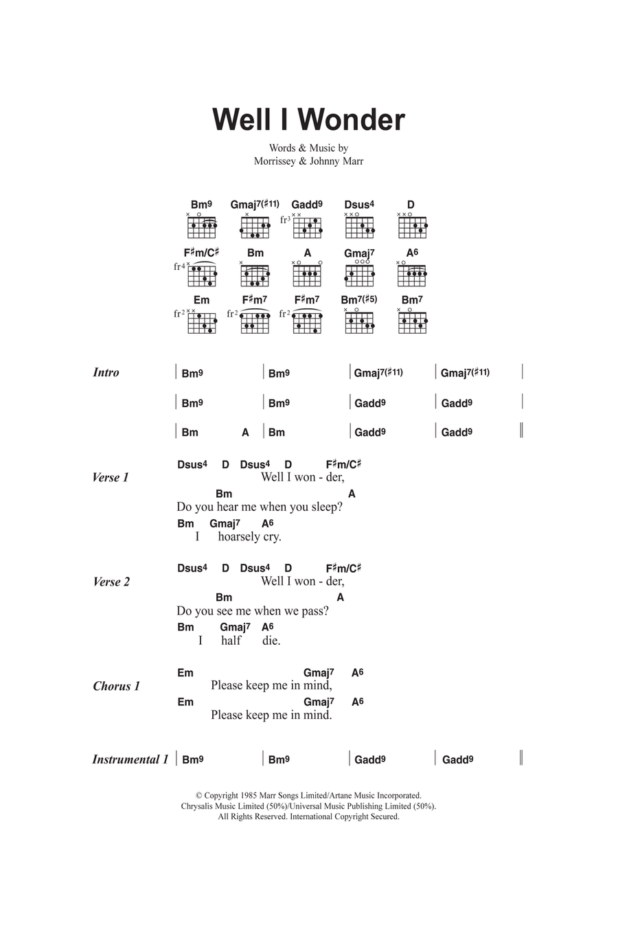 Well I Wonder Easy Guitar scores gallery preview page 1