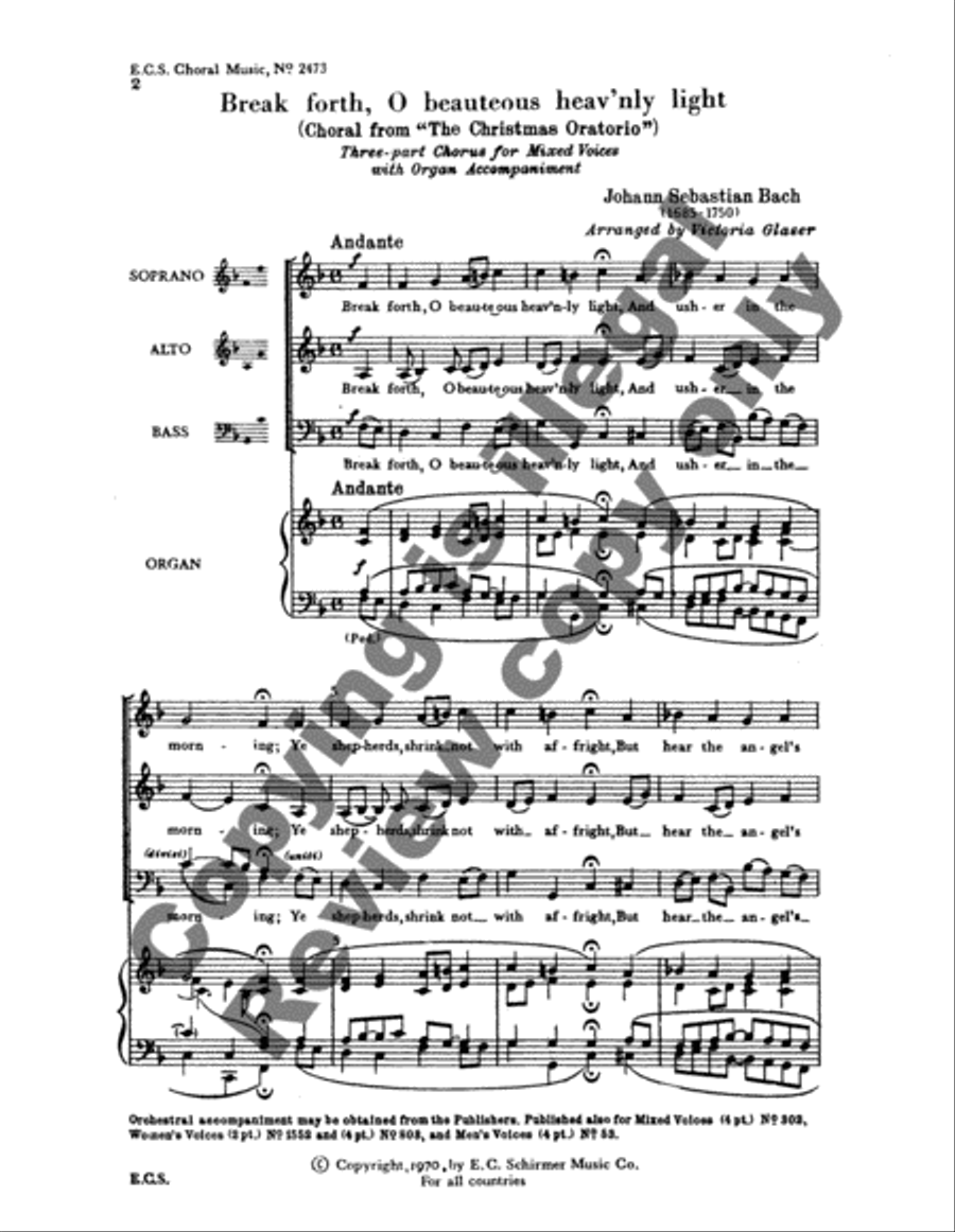 Christmas Oratorio: Break Forth, O Beauteous Heavenly Light, BWV 248 3-Part scores gallery preview page 4