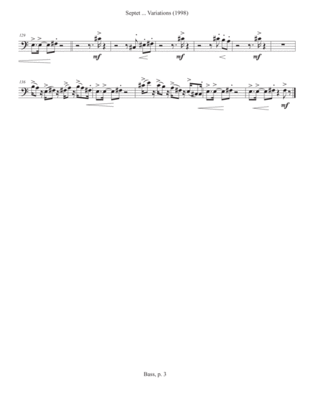 Septet, opus 77 ... Variations on a Shaker Tune (1998) double bass part