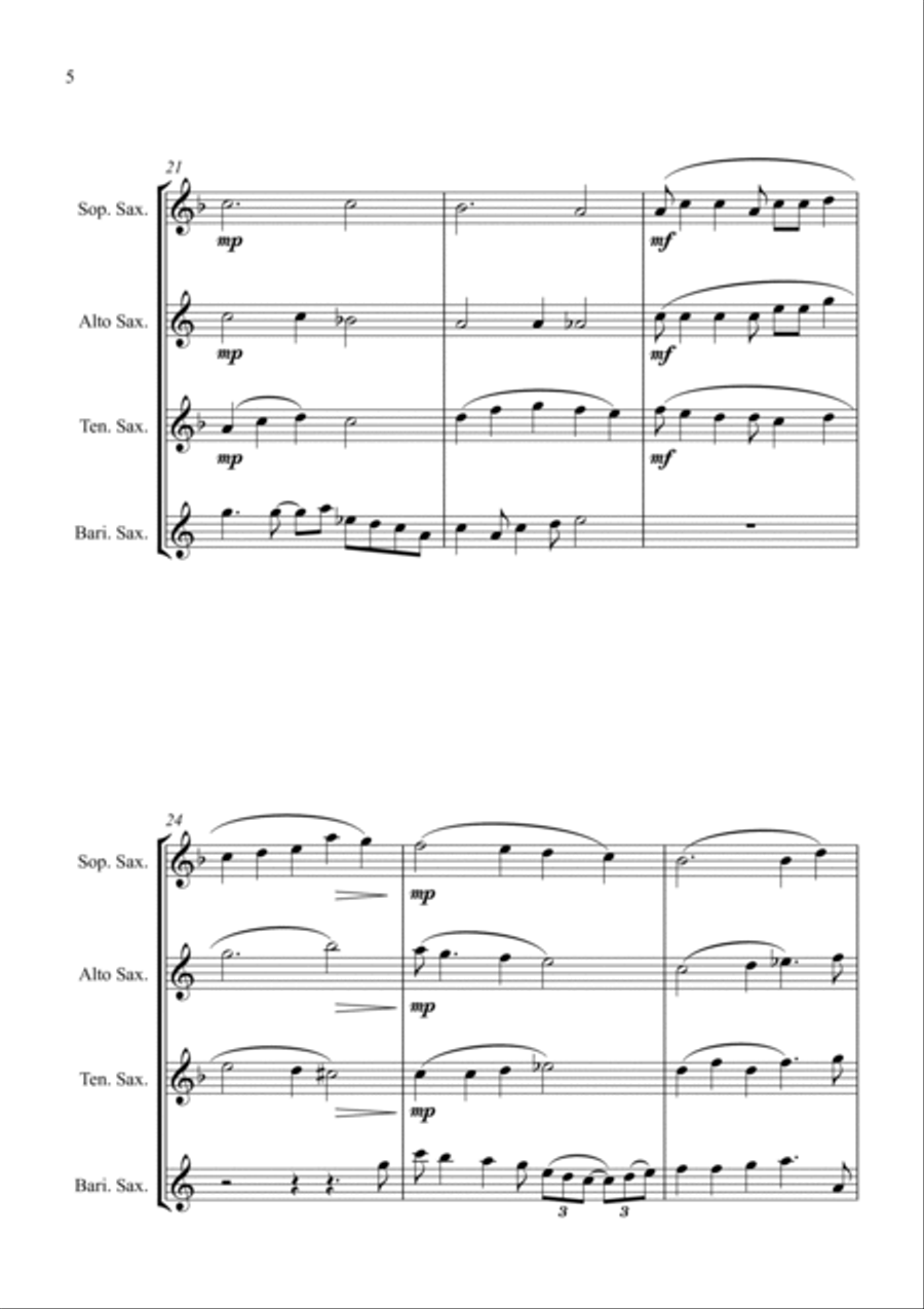 Swing Low, Sweet Chariot - a Jazz Arrangement - For Saxophone Quartet Saxophone Quartet scores gallery preview page 6