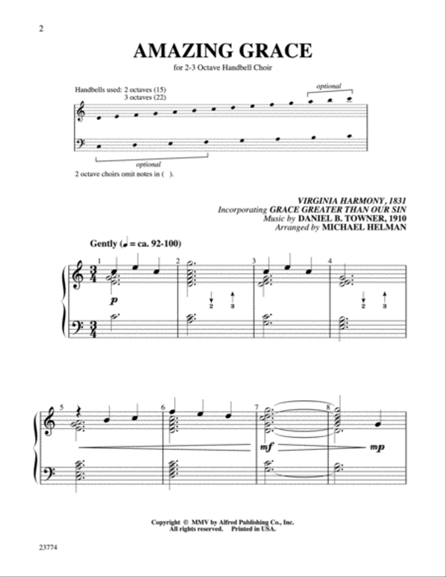 Amazing Grace Handbell Choir scores gallery preview page 2