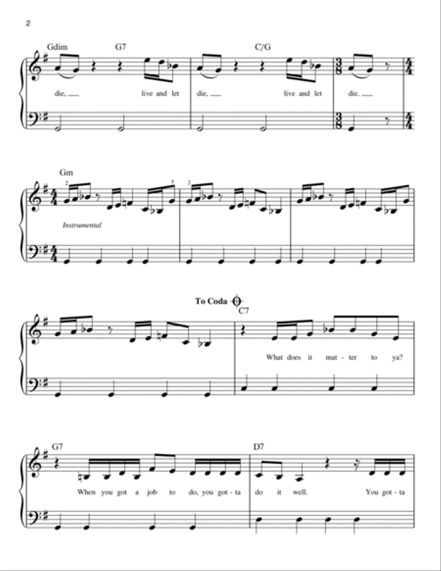 Live And Let Die Easy Piano scores gallery preview page 2