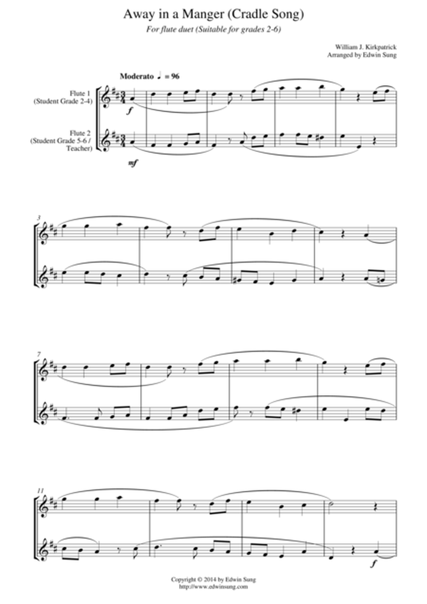 Away in a Manger (Cradle Song) (for flute duet, suitable for grades 2-6) image number null