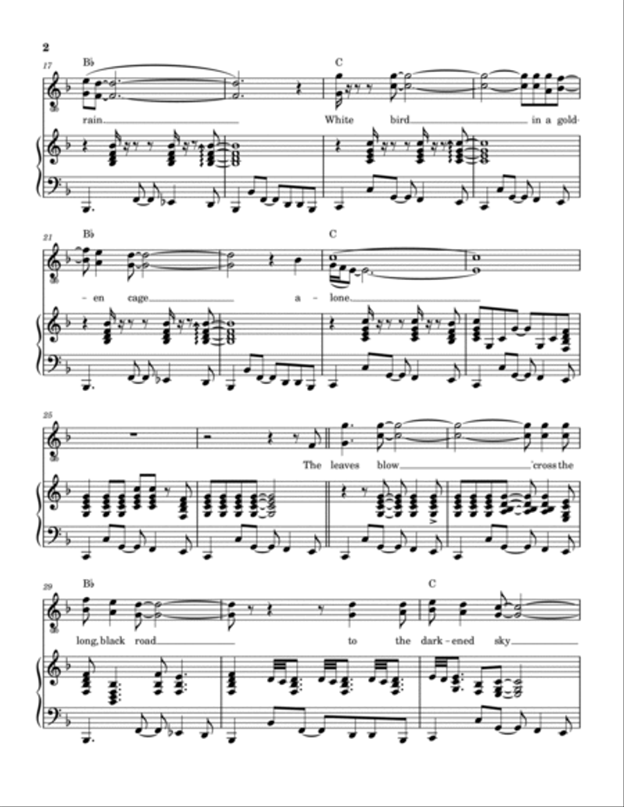 White Bird Piano, Vocal, Guitar scores gallery preview page 3