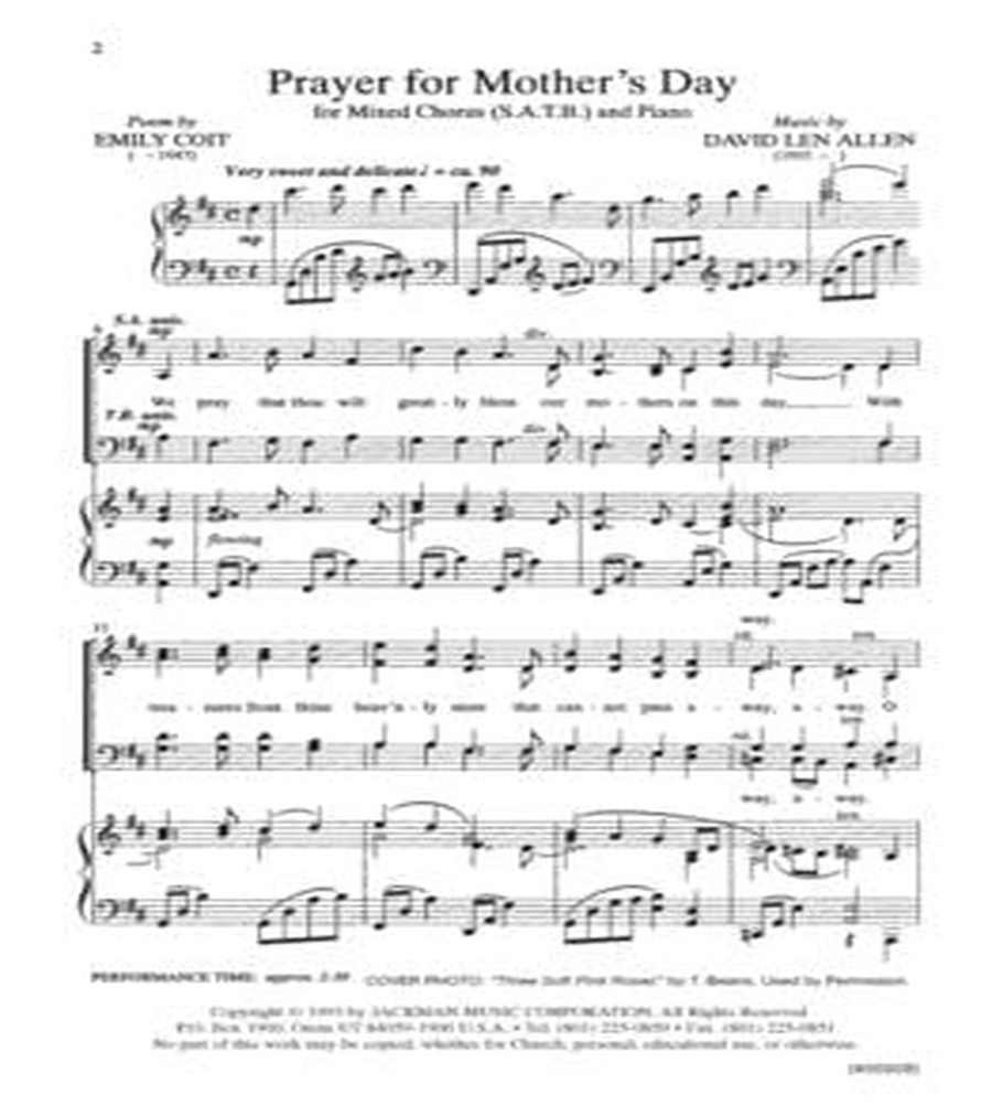 Prayer for Mother's Day - SATB 4-Part scores gallery preview page 2
