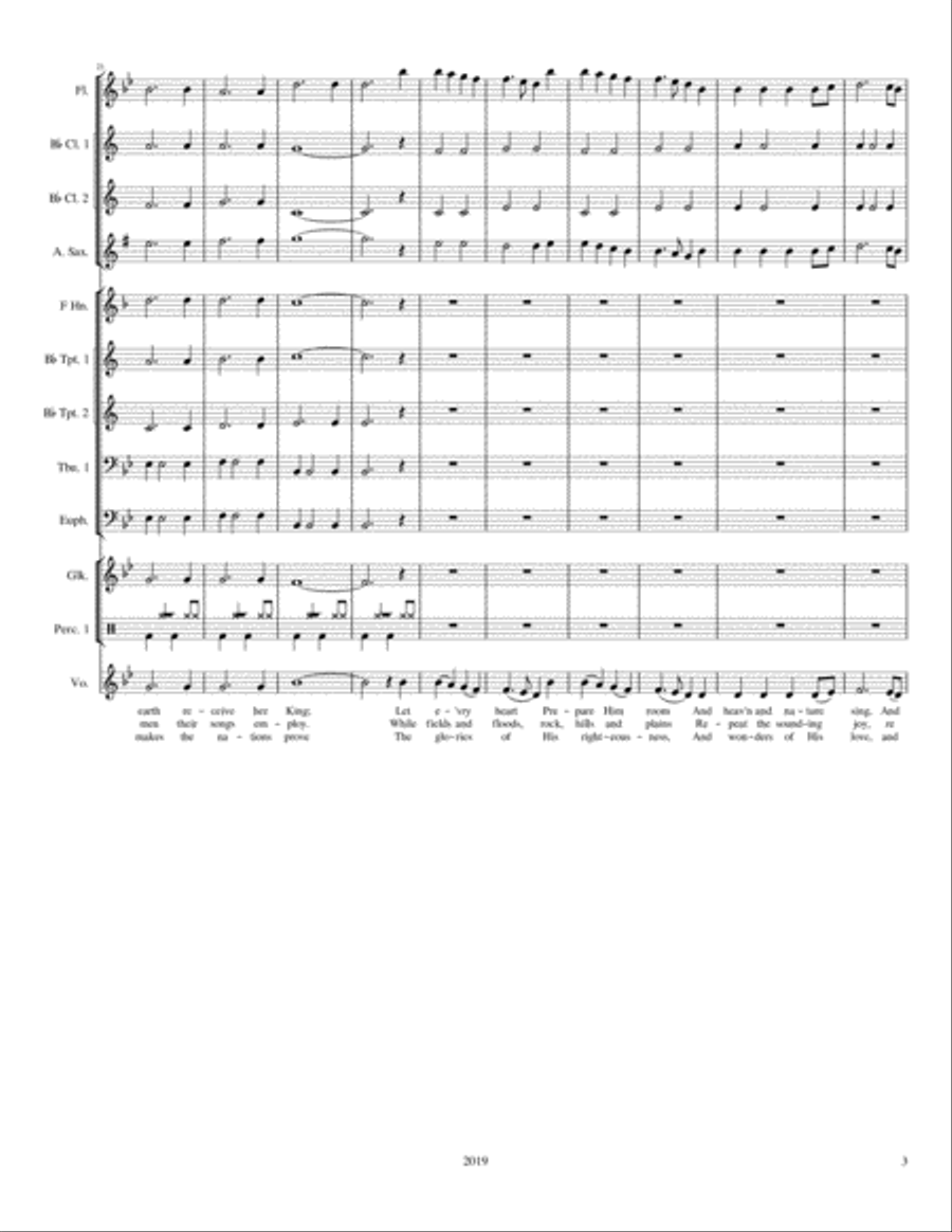 Joy to the World for Concert Band and Unison Choir Unison Choir scores gallery preview page 3