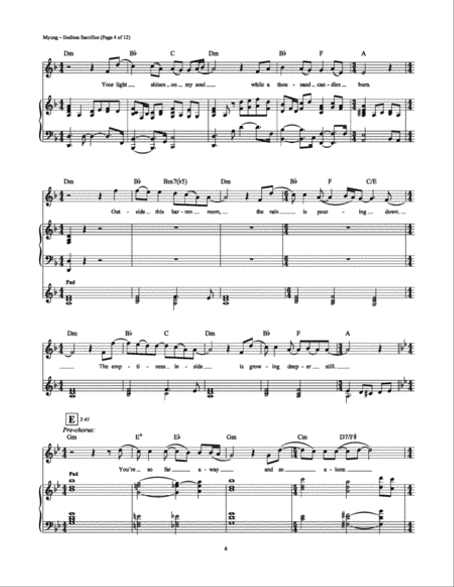 Endless Sacrifice Piano, Vocal, Guitar scores gallery preview page 4