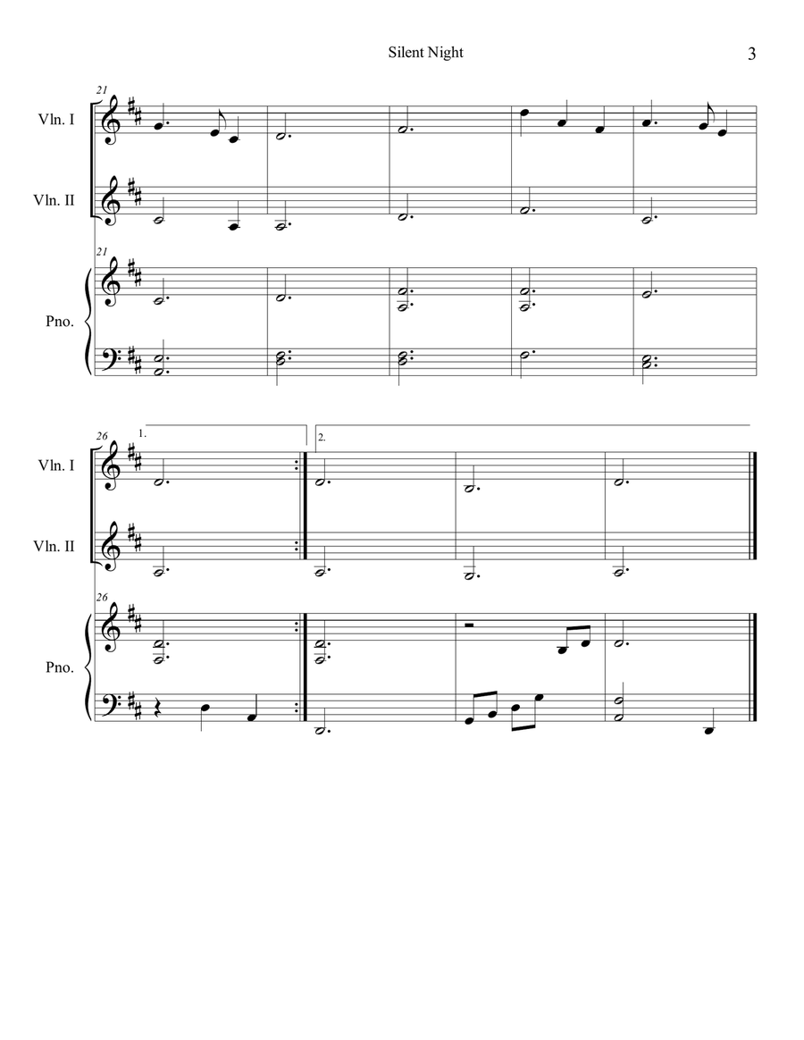 Silent Night String Duet scores gallery preview page 3
