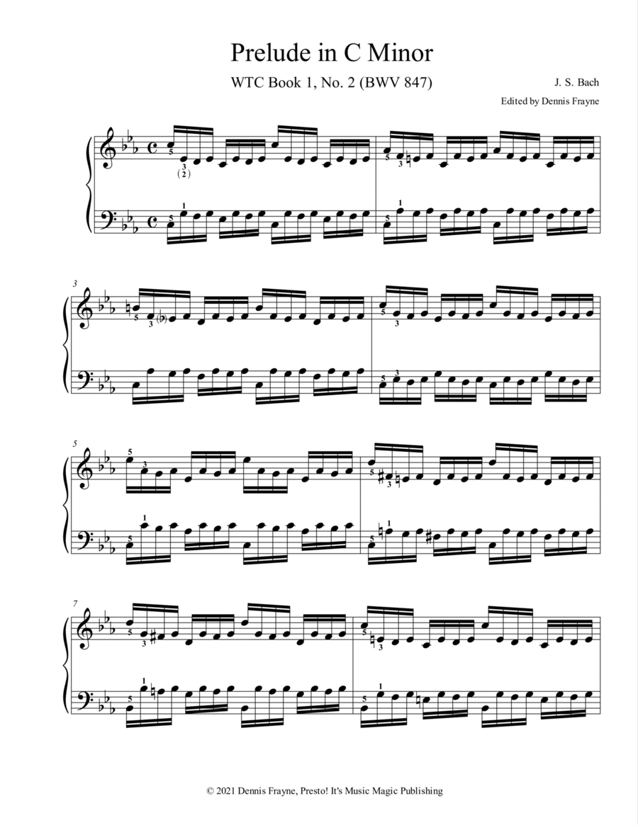 Prelude in C Minor, WTC Book 1, No 2 (BWV 847) Piano Method scores gallery preview page 1