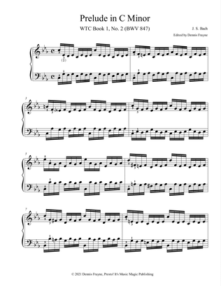 Book cover for Prelude in C Minor, WTC Book 1, No 2 (BWV 847)
