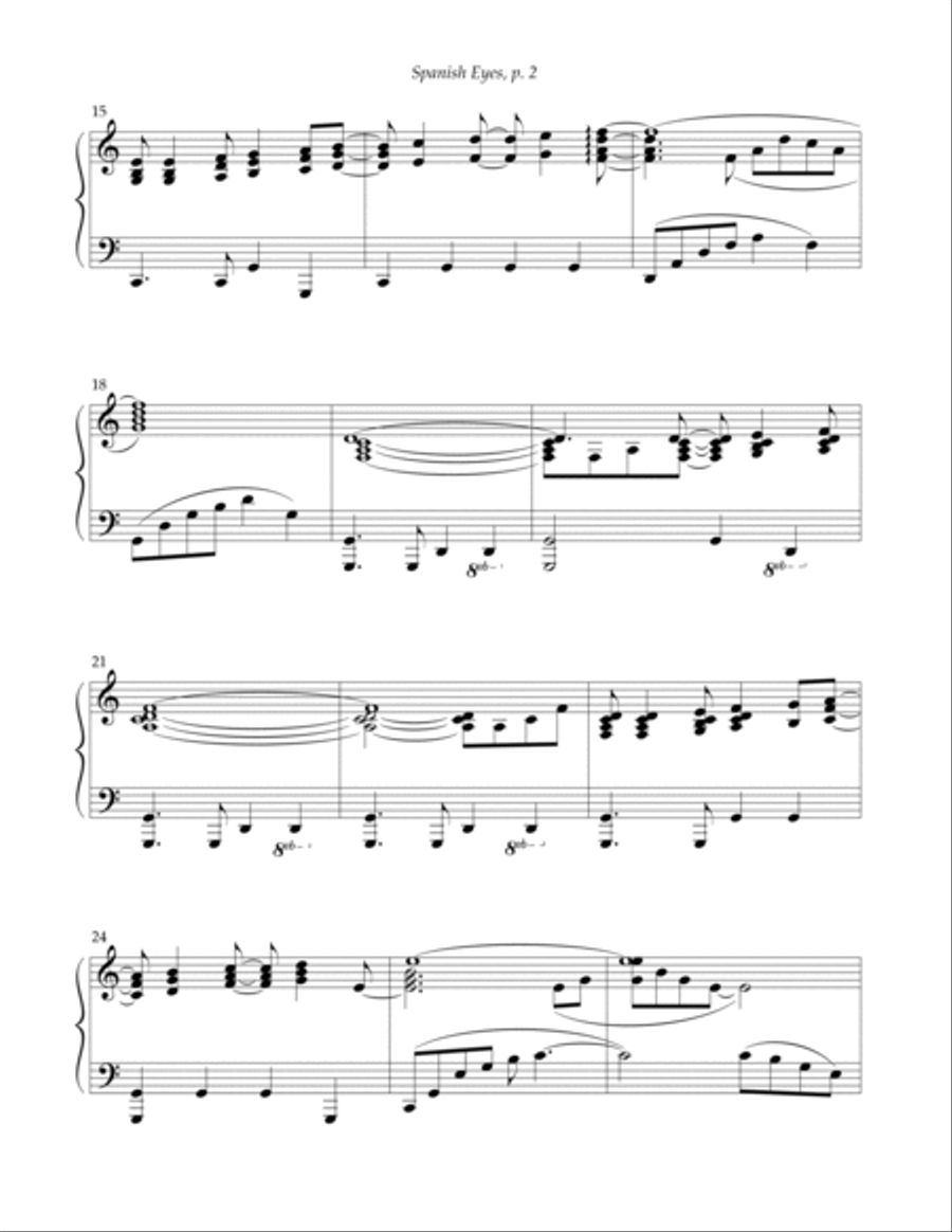 Spanish Eyes Piano Solo scores gallery preview page 2