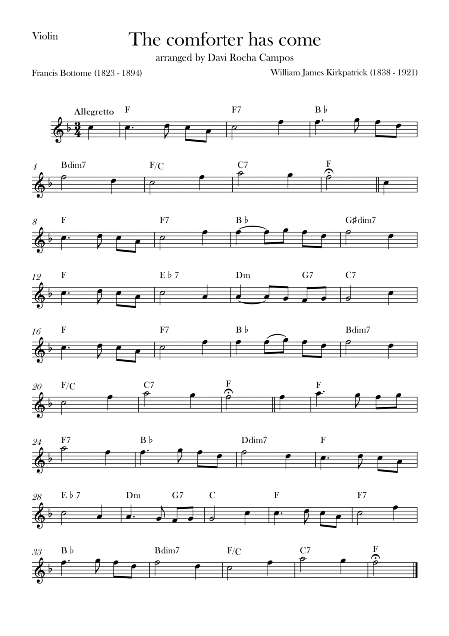 The comforter has come Violin Solo scores gallery preview page 1