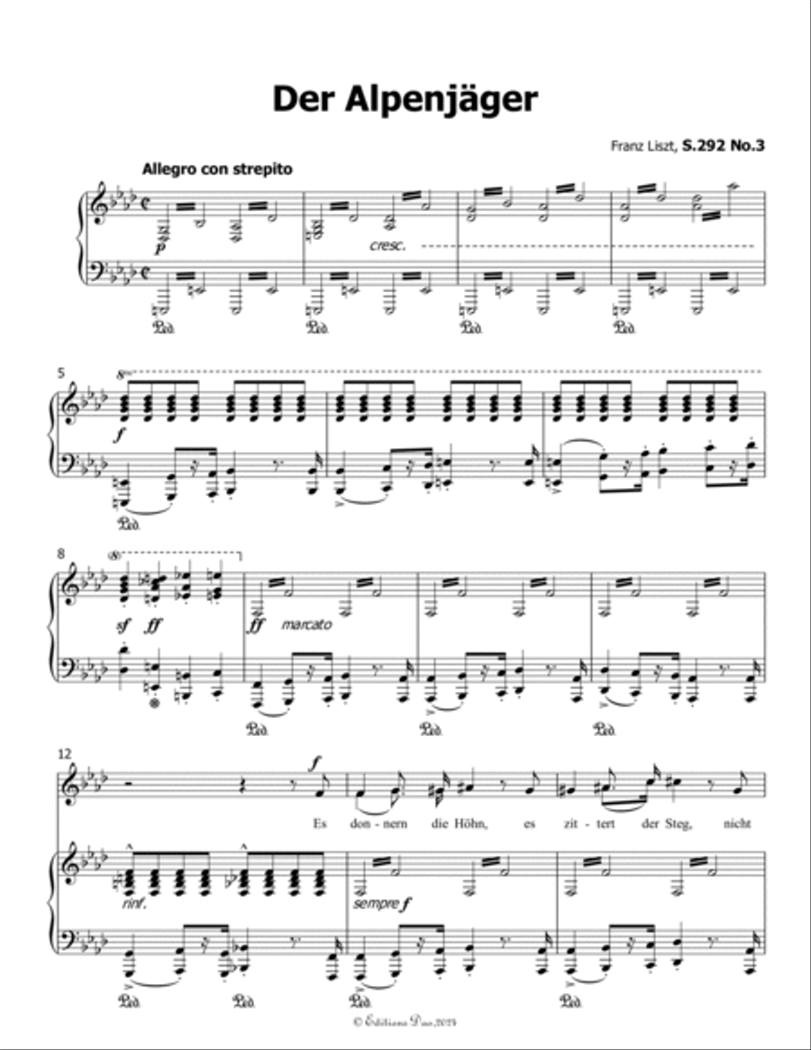 Der Alpenjager, by Liszt, S.292 No.3, in f minor Voice scores gallery preview page 3