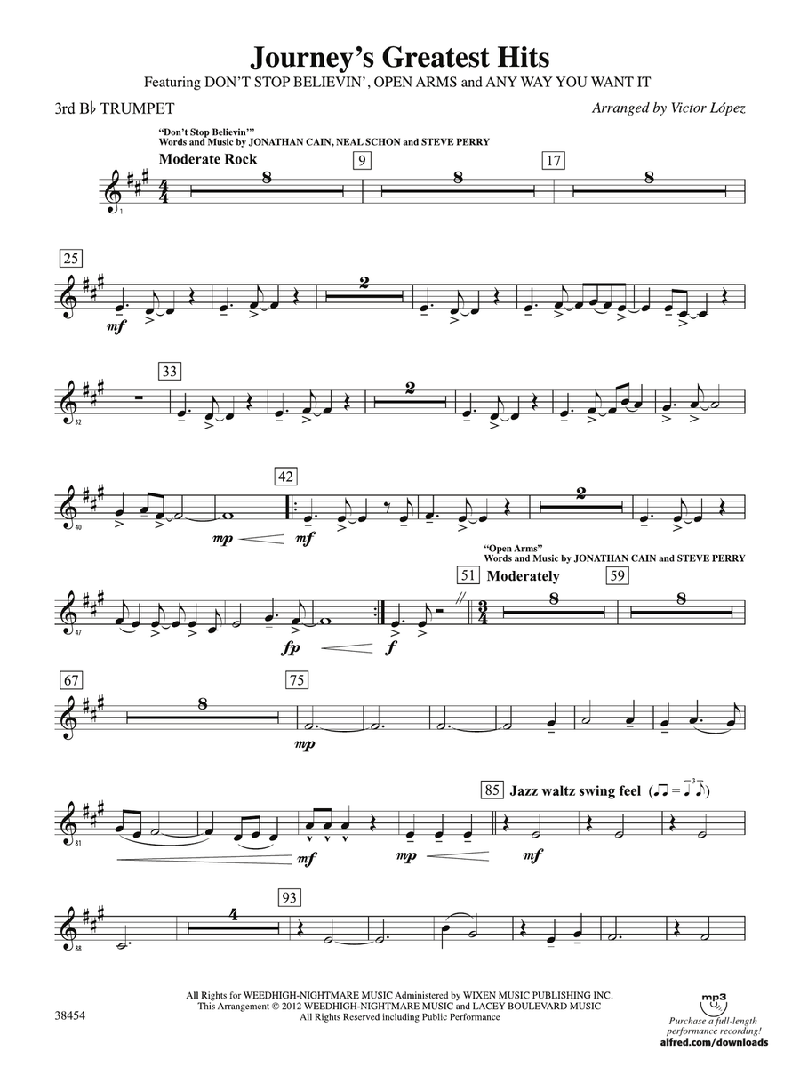 Journey's Greatest Hits: 3rd B-flat Trumpet